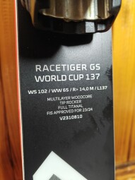 LYŽE VOLKL RACETIGER GS WORLDCUP JR FIS 137CM --MODEL 2024--